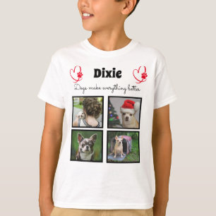 Custom pet dog lover 4 photo collage for boys T-Shirt