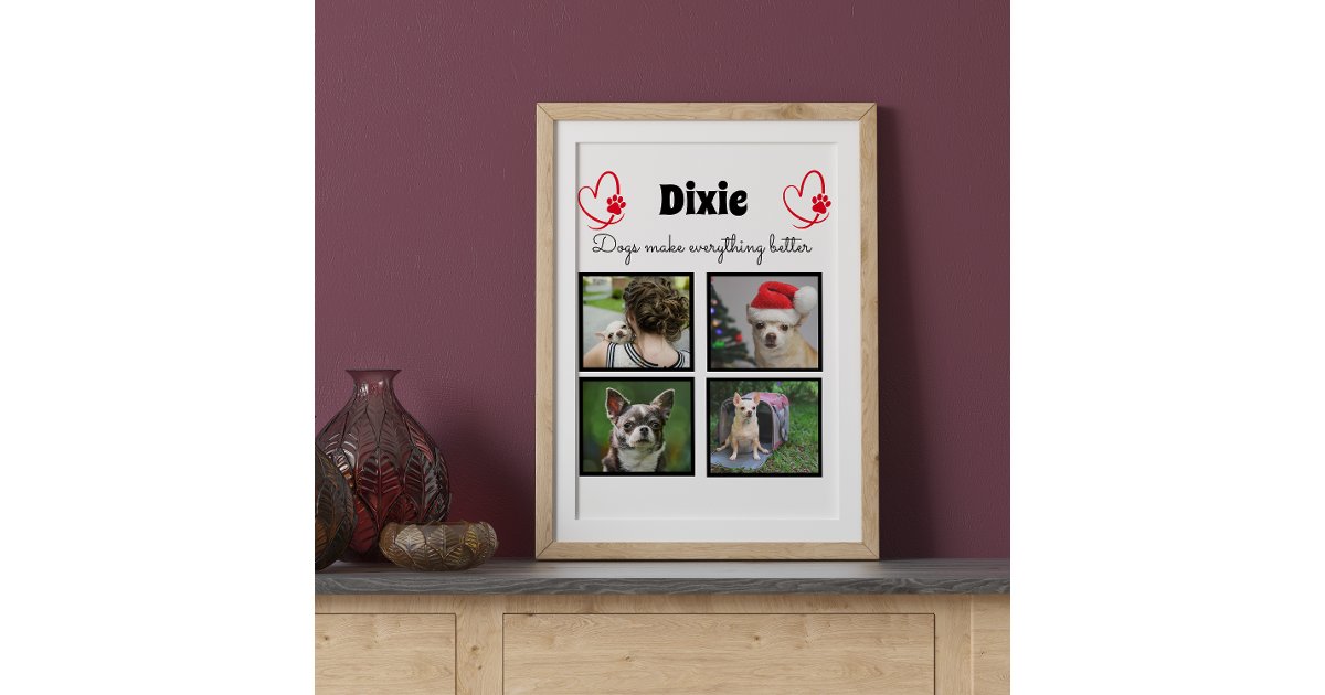 Custom pet dog lover 4 photo collage plaque | Zazzle