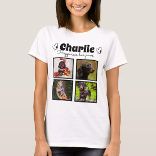 Custom pet dog lover 4 photo collage T-Shirt