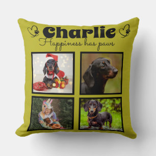 Custom pet dog lover 4 photo collage throw pillow