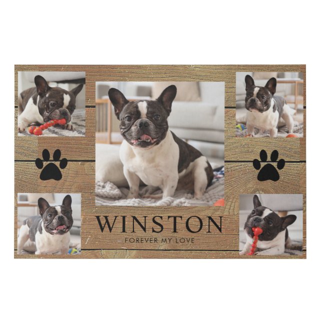 Custom Pet Dog Memorial Keepsake Photo Faux Canvas Print (Front)