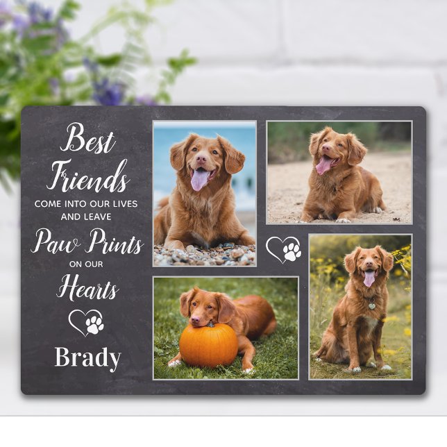 Custom Pet Dog Memorial Paw Prints Photo Collage Plaque (Creator Uploaded)