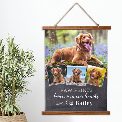 Custom Pet Dog Memorial Personalized 4 Photo Hanging Tapestry