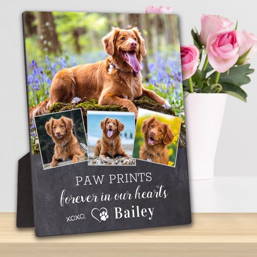 Custom Pet Dog Memorial Personalized 4 Photo Plaque