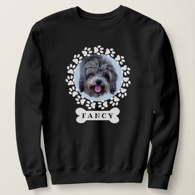 Custom Pet Dog Photo and Name on Dogbone Sweatshirt (Design Front)