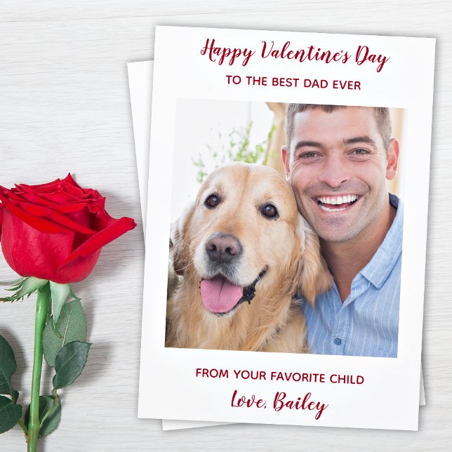 Custom Pet Dog Photo Best Dad Ever Valentines Day Holiday Card (Creator Uploaded)