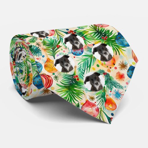 Custom Pet Dog Photo Christmas Pattern Neck Tie