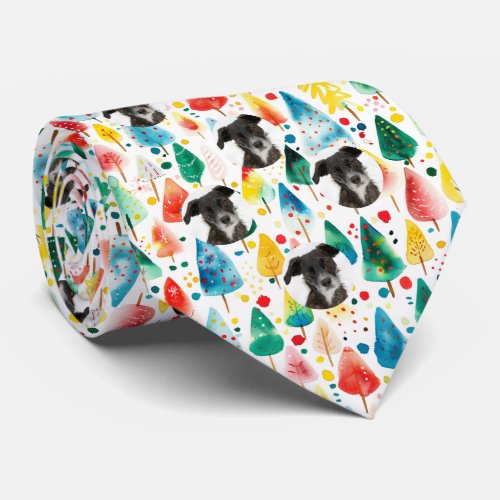 Custom Pet Dog Photo Christmas Pattern Neck Tie