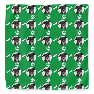 Custom Pet Dog Photo Green Bandana