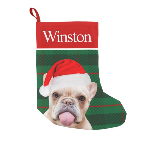 Custom Pet Dog Photo Holiday Personalized Frenchie Small Christmas Stocking