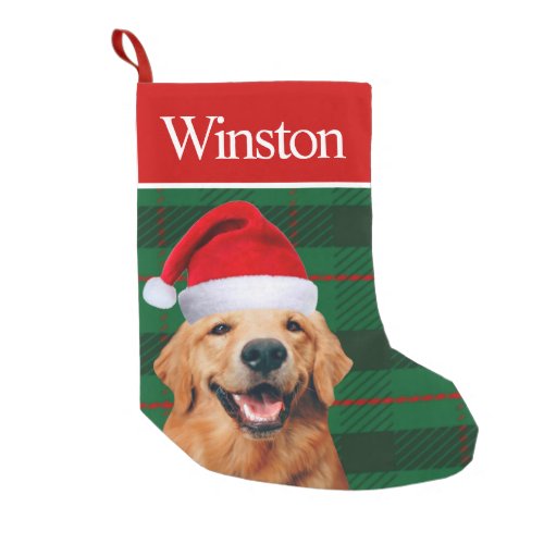 Custom Pet Dog Photo Holiday Personalized Golden  Small Christmas Stocking