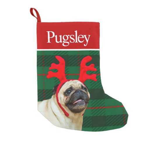 Custom Pet Dog Photo Holiday Personalized Pug Small Christmas Stocking