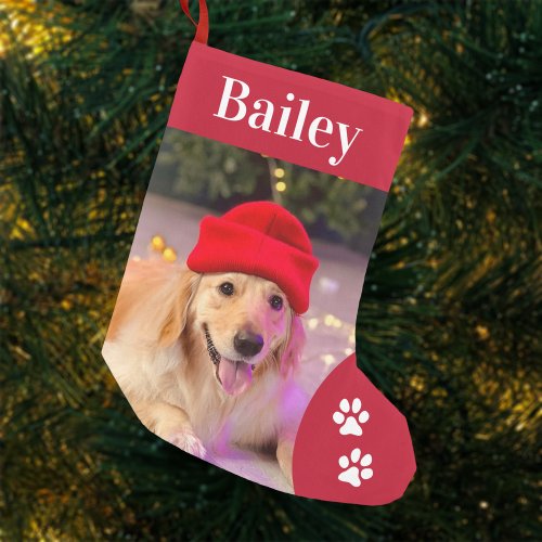 Custom Pet Dog Photo Holiday Personalized  Small Christmas Stocking