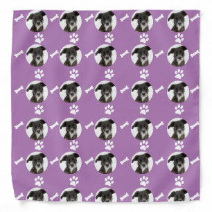 Custom Pet Dog Photo Lavender Bandana