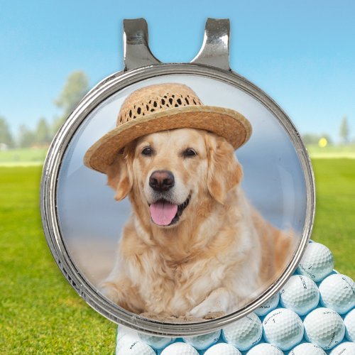 Custom Pet Dog Photo Modern Personalized Golf Ball Golf Hat Clip