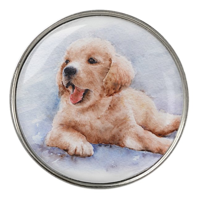 Custom Pet Dog Photo Modern Personalized Golf Ball Marker (Front)