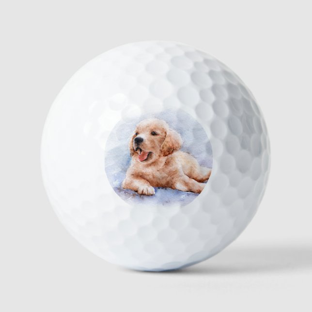 Custom Pet Dog Photo Modern Personalized Golf Balls (Front)