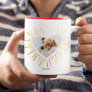 Custom Pet Dog Photo Modern Stylish Gold Heart Two-Tone Coffee Mug