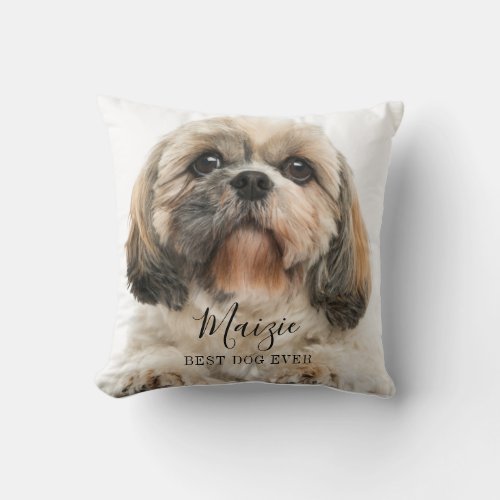 Custom Pet Dog Photo Name Throw Pillow