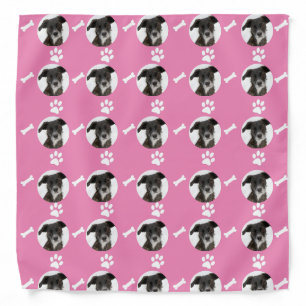 Custom Pet Dog Photo Pink Bandana