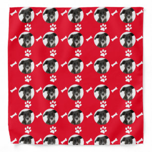 Custom Pet Dog Photo Red Bandana