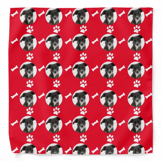 Custom Pet Dog Photo Red Bandana (Front)