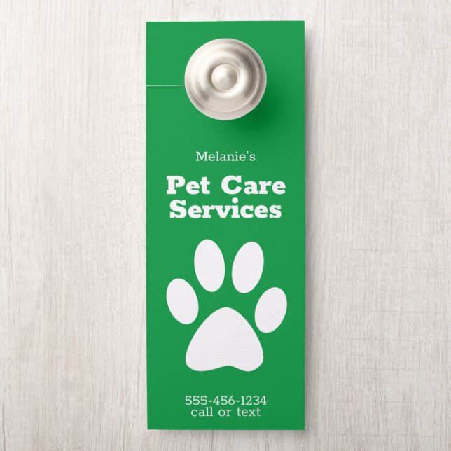 Custom Pet Dog Walking Sitting Service Door Hanger (On Knob)