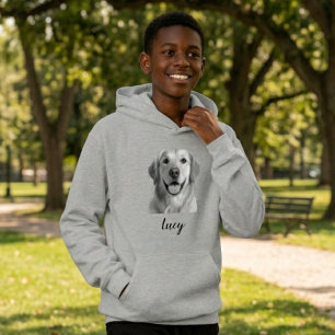 Custom Pet Face Hoodie for Boys, Personalized Dog 