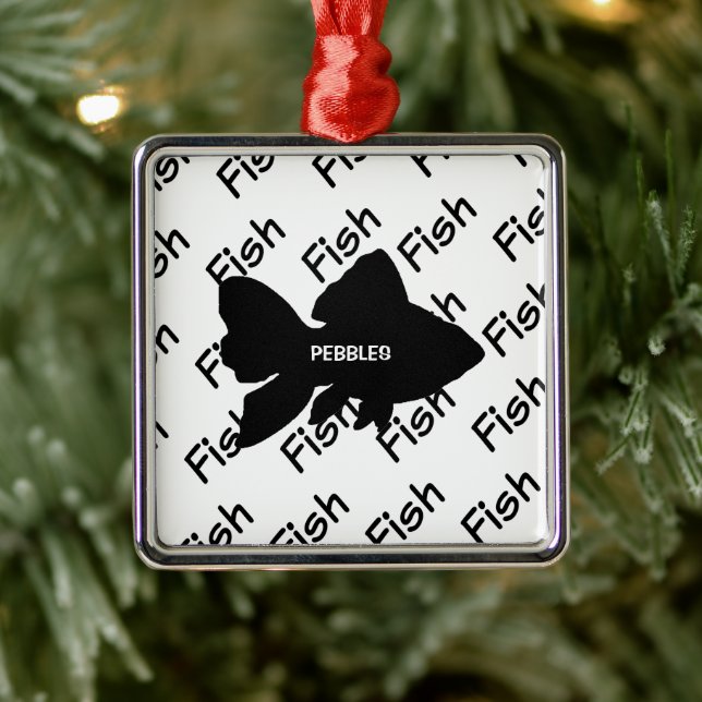 Custom Pet Fish Silhouette Metal Ornament (Tree)