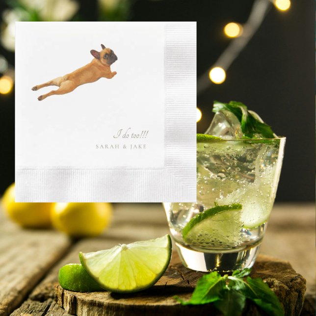Custom Pet French Bulldog Wedding Coined Napkins (Creator Uploaded)