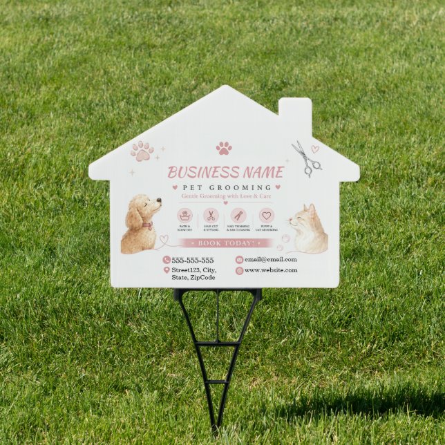 Custom Pet Grooming Yard Sign  (Insitu)