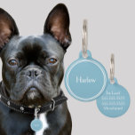 Custom Pet ID Personalized Name Tags - Blue<br><div class="desc">Create a custom name tag for your dog or pets collar. The custom name tags can be customized with up to four lines of text including phone number,   address,  microchip information and more! Protect your pet from getting lost with a personalized name tag.</div>