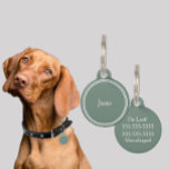 Custom Pet ID Personalized Name Tags - Sage Green<br><div class="desc">Create a custom name tag for your dog or pets collar. The custom name tags can be customized with up to four lines of text including phone number,   address,  microchip information and more! Protect your pet from getting lost with a personalized name tag.</div>