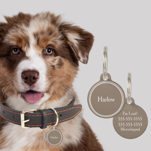Custom Pet ID Personalized Name Tags - Tan