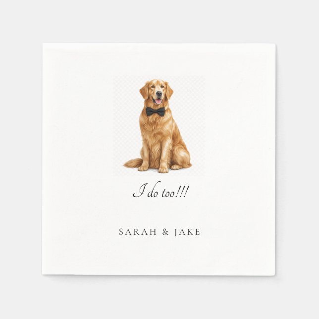 Custom Pet in Wedding Bow Tie Wedding Cocktail Napkins (Front)
