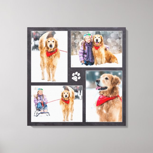 Custom Pet Lover Paw Print Dog Photo Collage (Front)