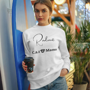 Custom Pet Lover White And Black Script Cat Mom Sweatshirt