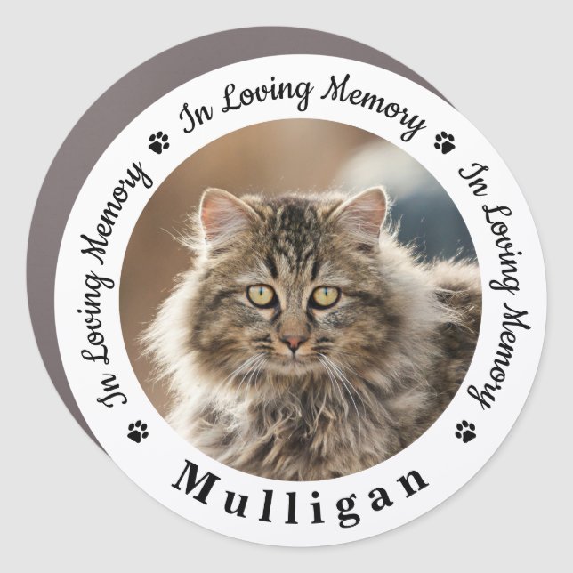 Custom Pet Memorial Cat Loss Keepsake Photo Car Magnet (Front)