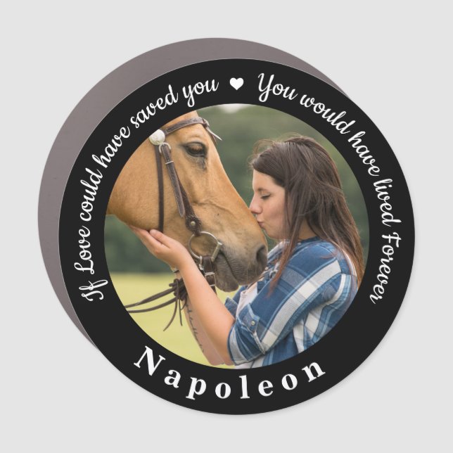 Custom Pet Memorial Equine Horse Photo Fridge Car Magnet (Front)