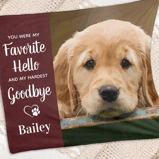 Custom Pet Memorial Favorite Hello Poem Dog Photo Fleece Blanket (Creator Uploaded)