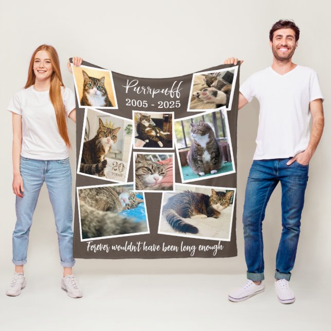 Custom Pet Memorial Fleece Blanket Photos & Quote (In Situ)