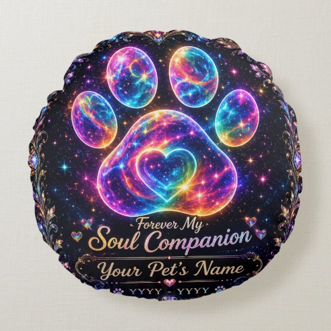 Custom Pet Memorial Gift Round Pillow (Front)