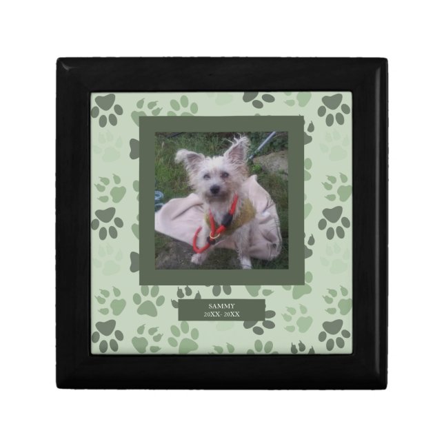 Custom Pet Memorial Green Paw Print Urn Gift Box (Front)