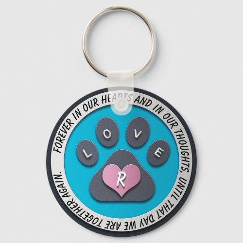 Custom Pet Memorial Heart Monogram Keychain