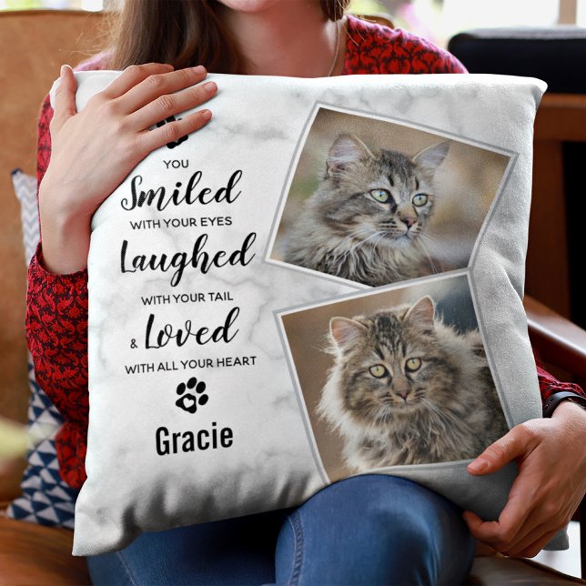 Custom Pet Memorial Keepsake Dog Cat Loss Photo Throw Pillow (Creator Uploaded)
