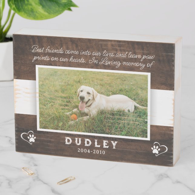 Custom Pet Memorial keepsake Photo  Wooden Box Sign (In Situ Horizontal)