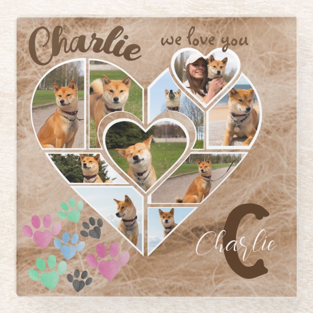 Custom Pet Memorial Personalized Photo and Quote Glass Coaster (Front)