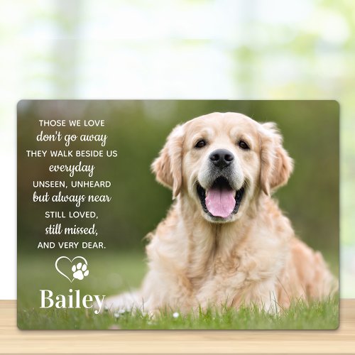 Custom Pet Memorial Pet Loss Gift Dog Photo Plaque