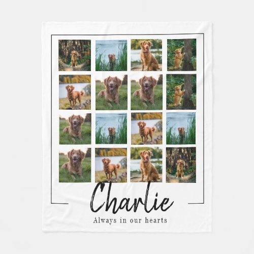 custom pet memorial photo collage dog fleece blanket