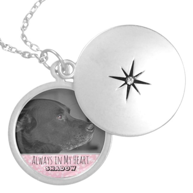 Custom Pet Memorial Photo Keepsake Locket | Pink (Front)